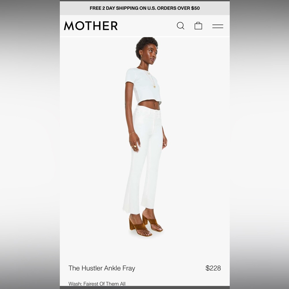 MOTHER the hustler ankle fray in fairest of them all size 26